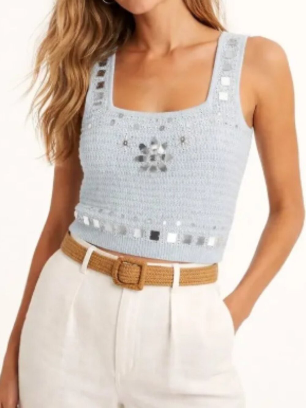 J. Crew Sweater-tank with hand-embellished mirrors